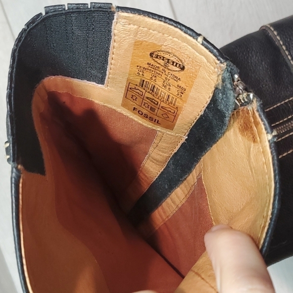 Fossil Womens Leather Comfort Tall Wedge Boots shoes sz 6.5 - Picture 12 of 13